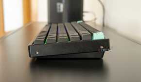 Side profile view of the Keychron K2 HE with RGB lighting enabled