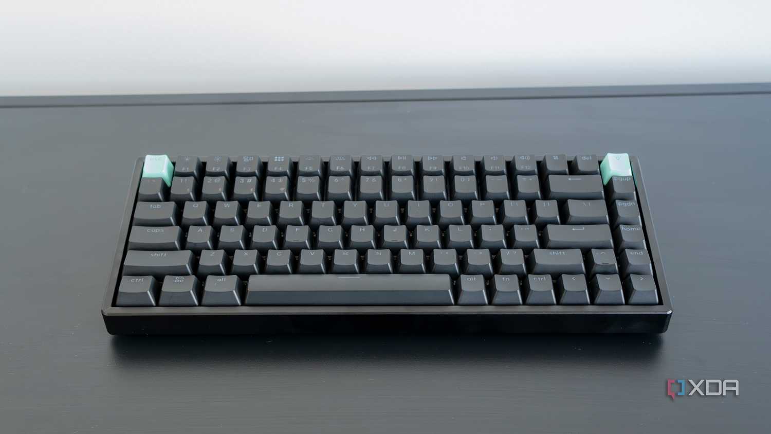 Angled front view of the Keychron K2 HE with TGB lighting turned off