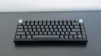 Angled front view of the Keychron K2 HE with TGB lighting turned off