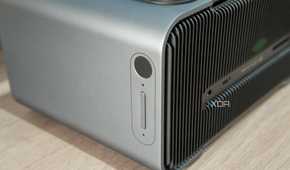 Close-up view of the fingerprint reader and volume rocker on the Khadas Mind Graphics