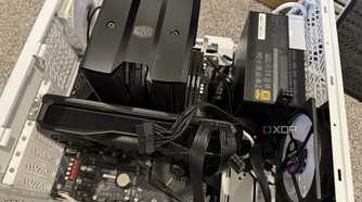 pc being built with gpu cables plugged in