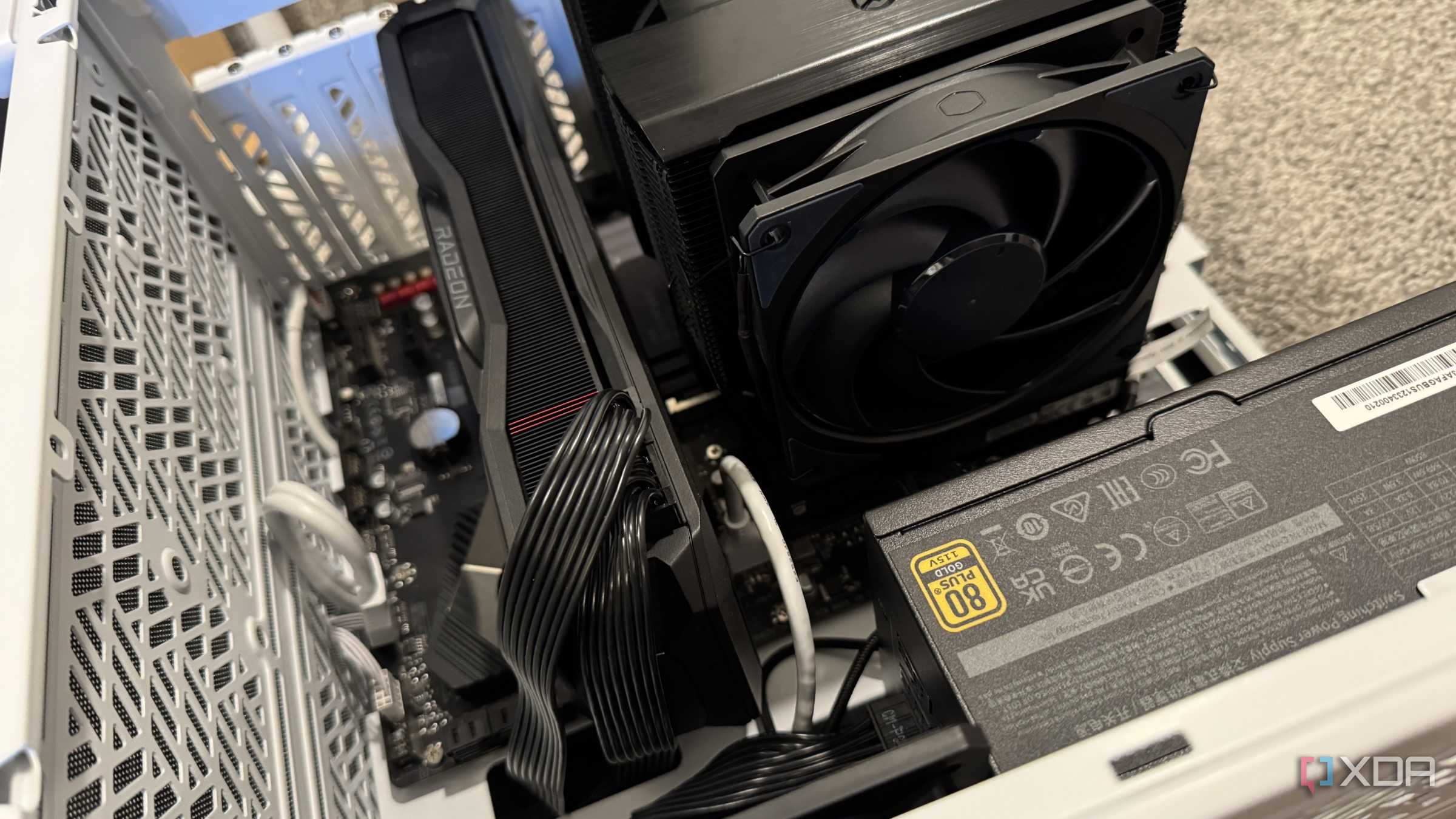 pc being built showing all cables installed
