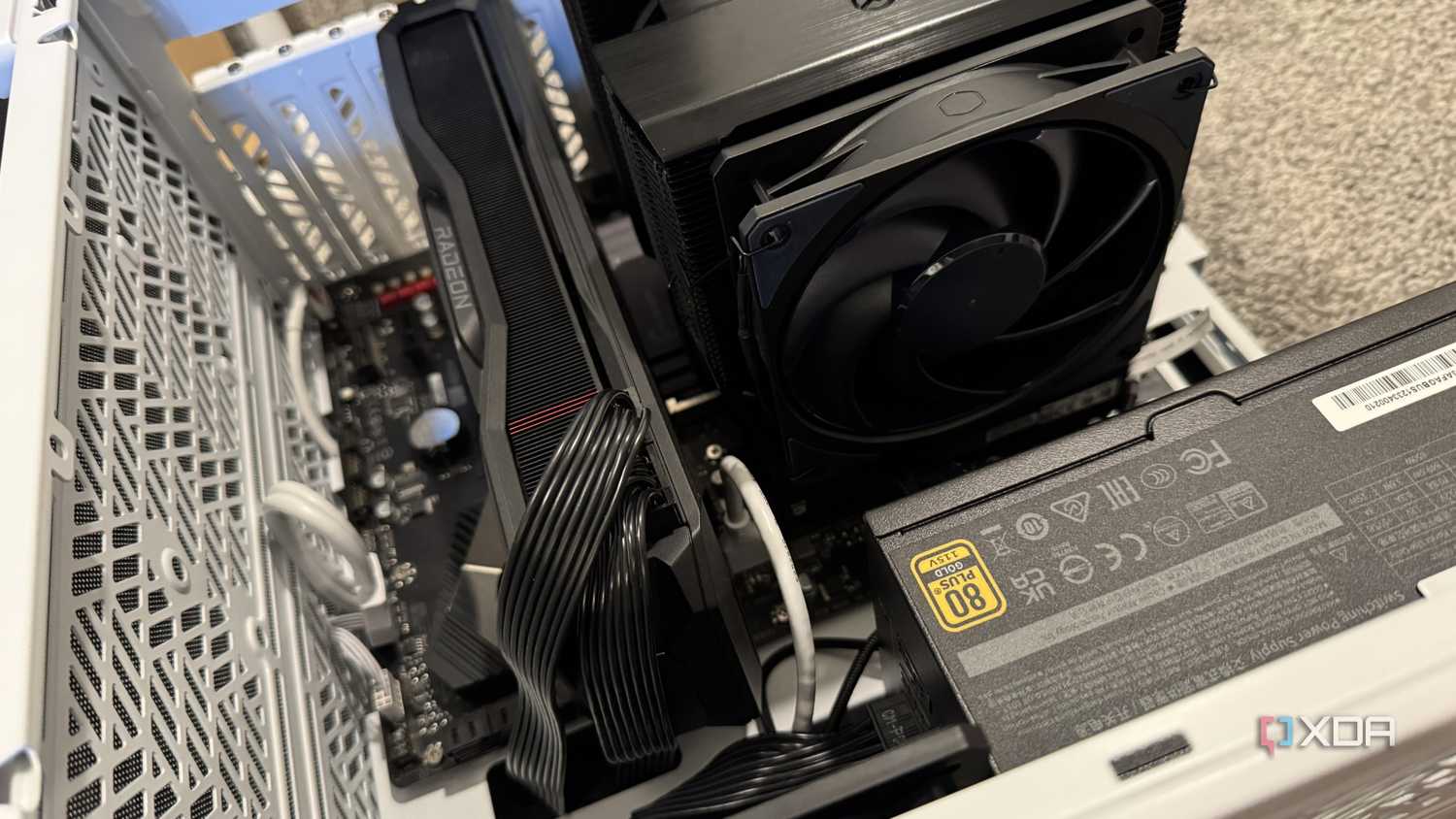 pc being built showing all cables installed