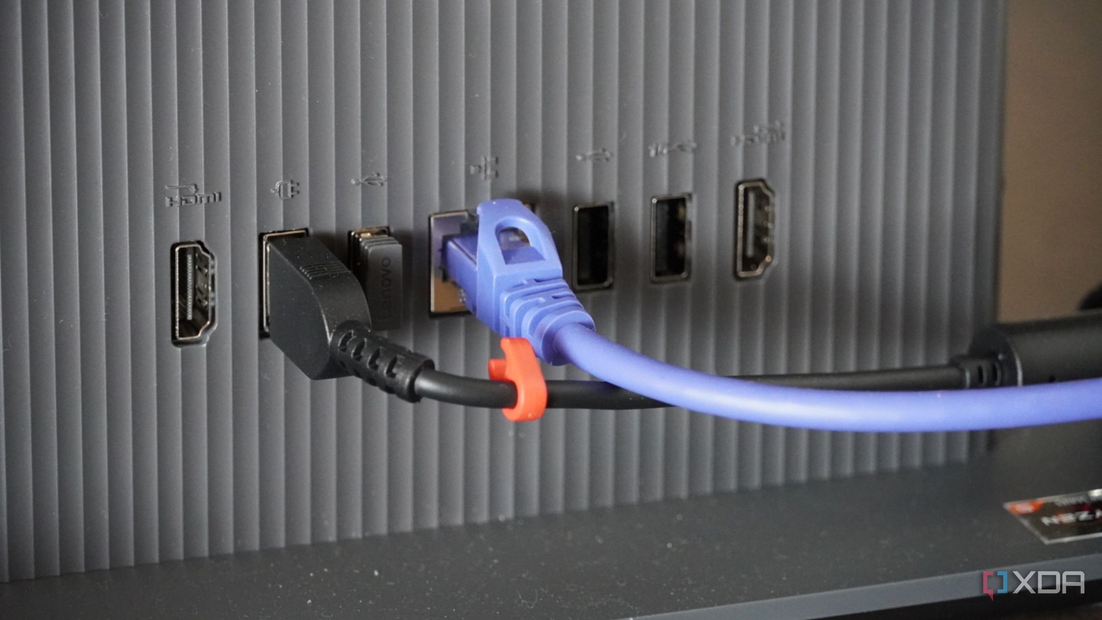 Ports on the back of the Lenovo IdeaCenter AIO.
