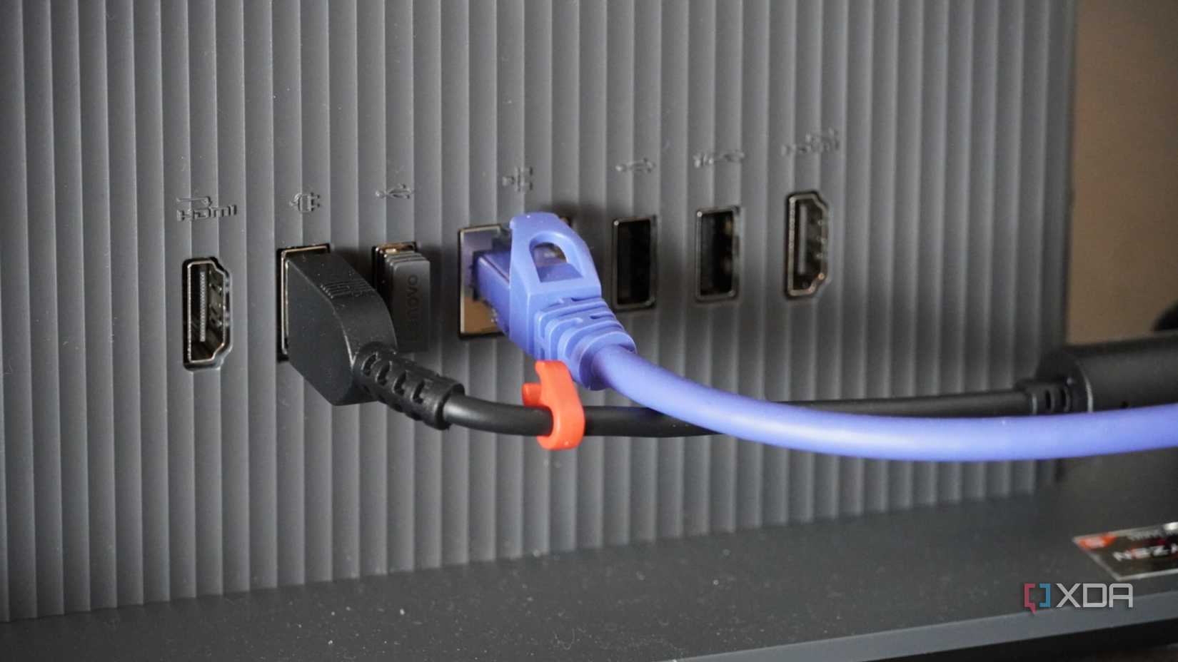Ports on the back of the Lenovo IdeaCenter AIO.