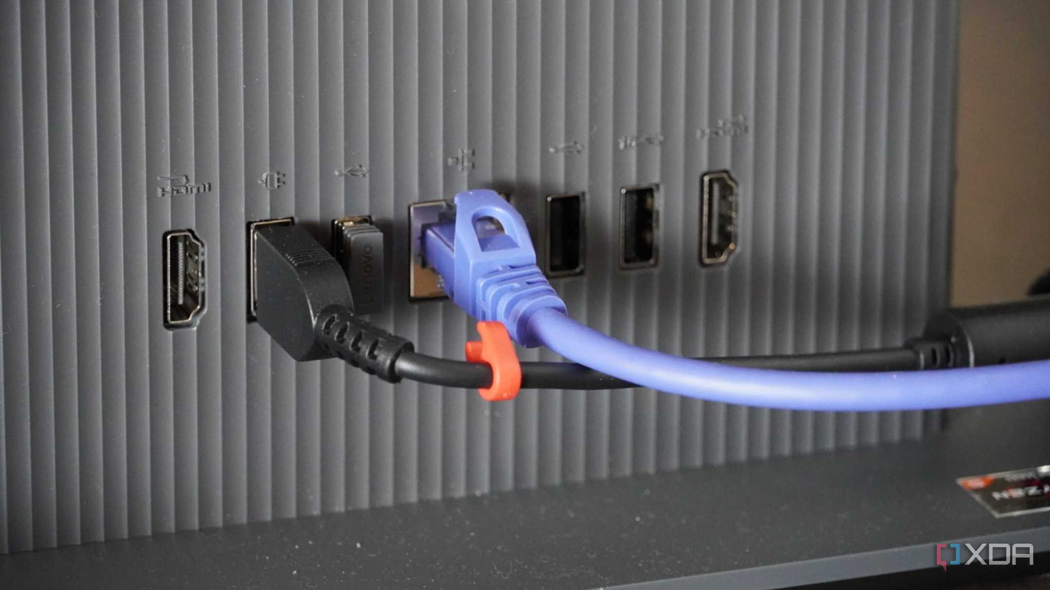 Ports on the back of the Lenovo IdeaCenter AIO.