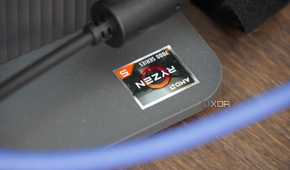 The AMD Ryzen badge on the Lenovo IdeaCenter AIO base.