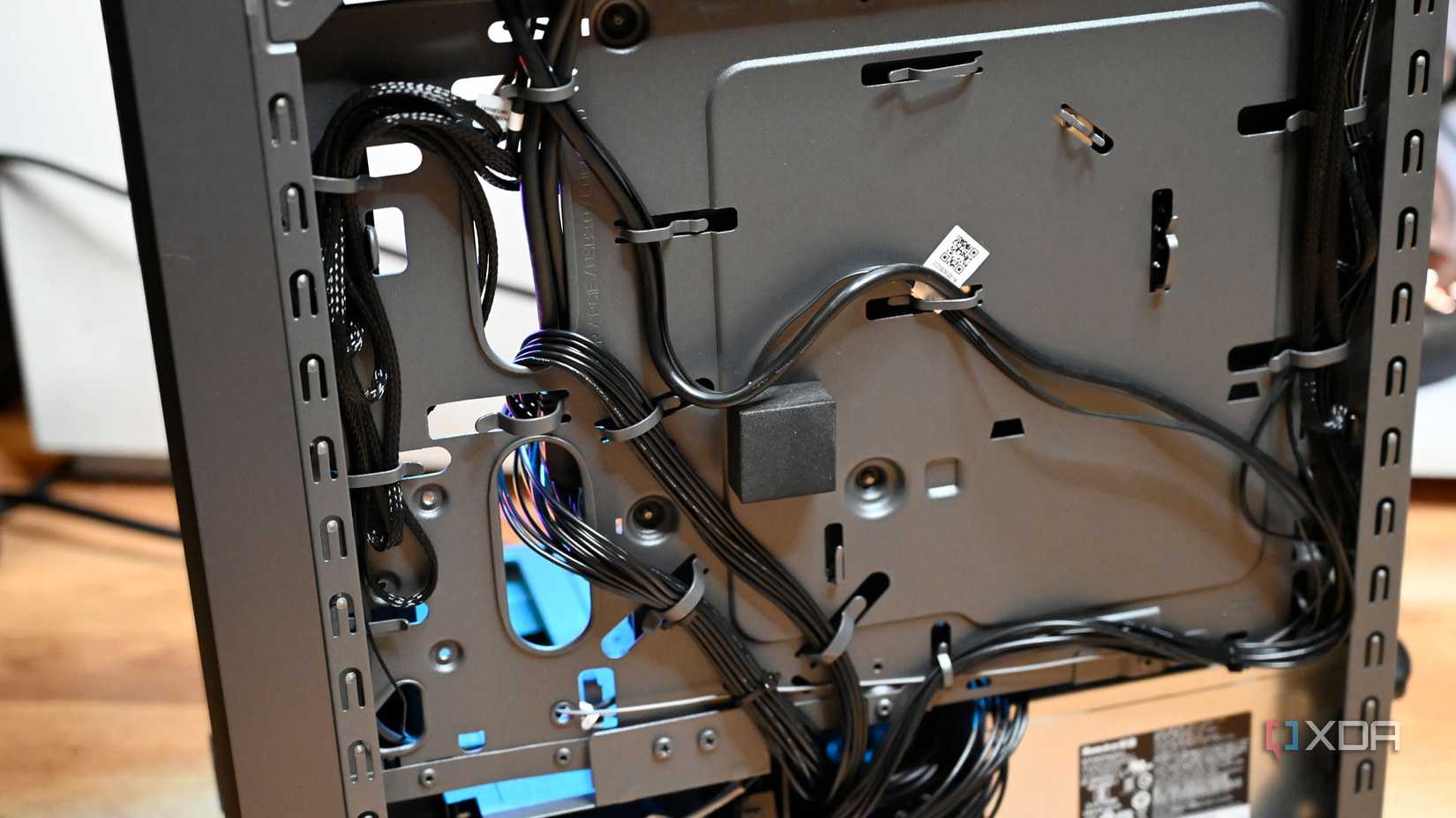 Close up of Lenovo Legion Tower 5i Gen 8 (2024)'s right side showing cables