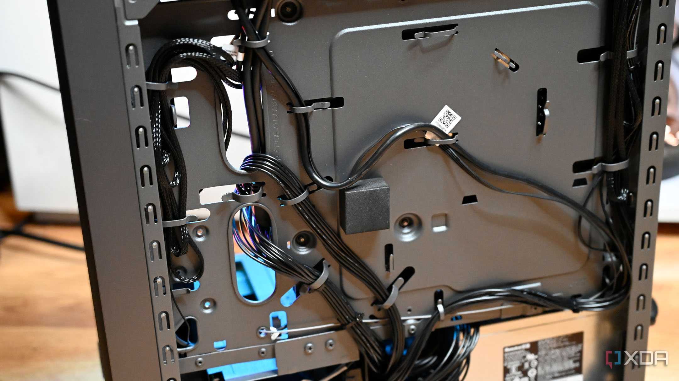 Close up of Lenovo Legion Tower 5i Gen 8 (2024)'s right side showing cables