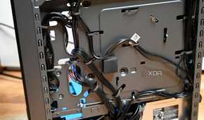 Close up of Lenovo Legion Tower 5i Gen 8 (2024)'s right side showing cables