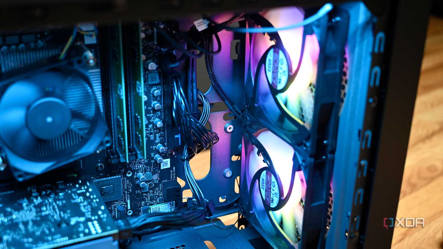 Close up shot of Lenovo Legion Tower 5i Gen 8 (2024)'s dual front fans