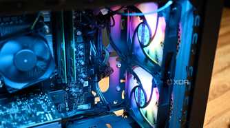 Close up shot of Lenovo Legion Tower 5i Gen 8 (2024)'s dual front fans