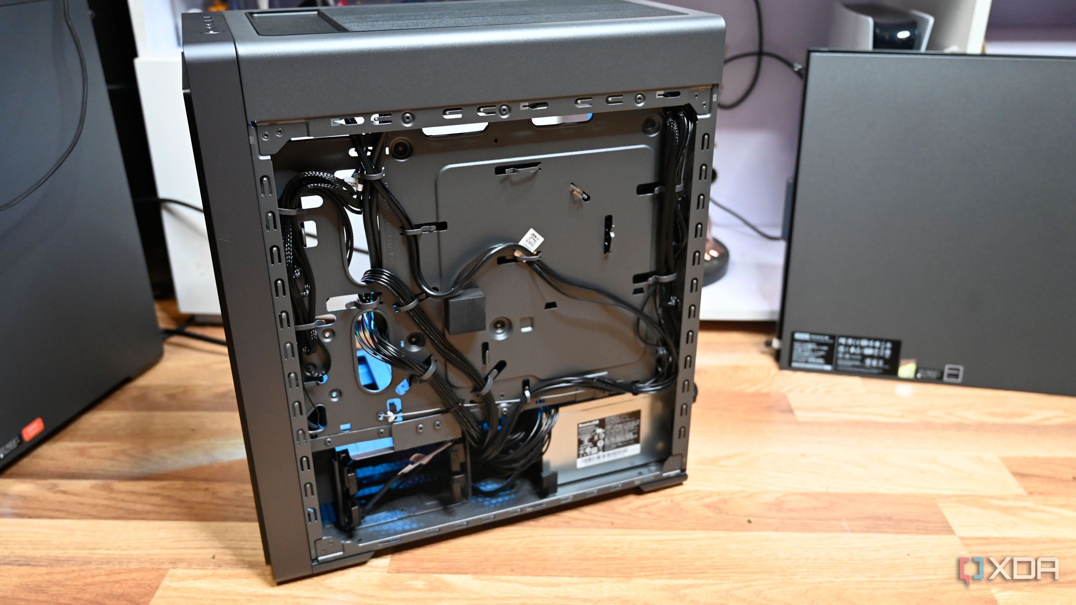 Lenovo Legion Tower 5i Gen 8 (2024) without side panel showing exposed cables