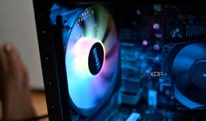 Close up of Lenovo Legion Tower 5i Gen 8 (2024)'s interior rear fan