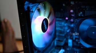 Close up of Lenovo Legion Tower 5i Gen 8 (2024)'s interior rear fan