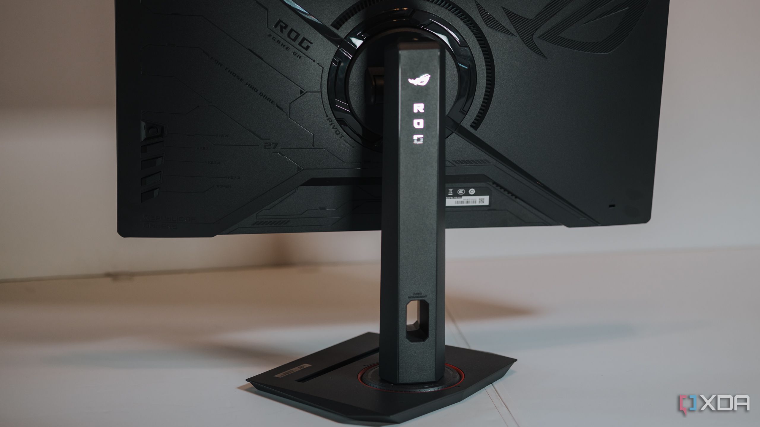 Back view of Asus ROG Strix XG27UCS gaming monitor