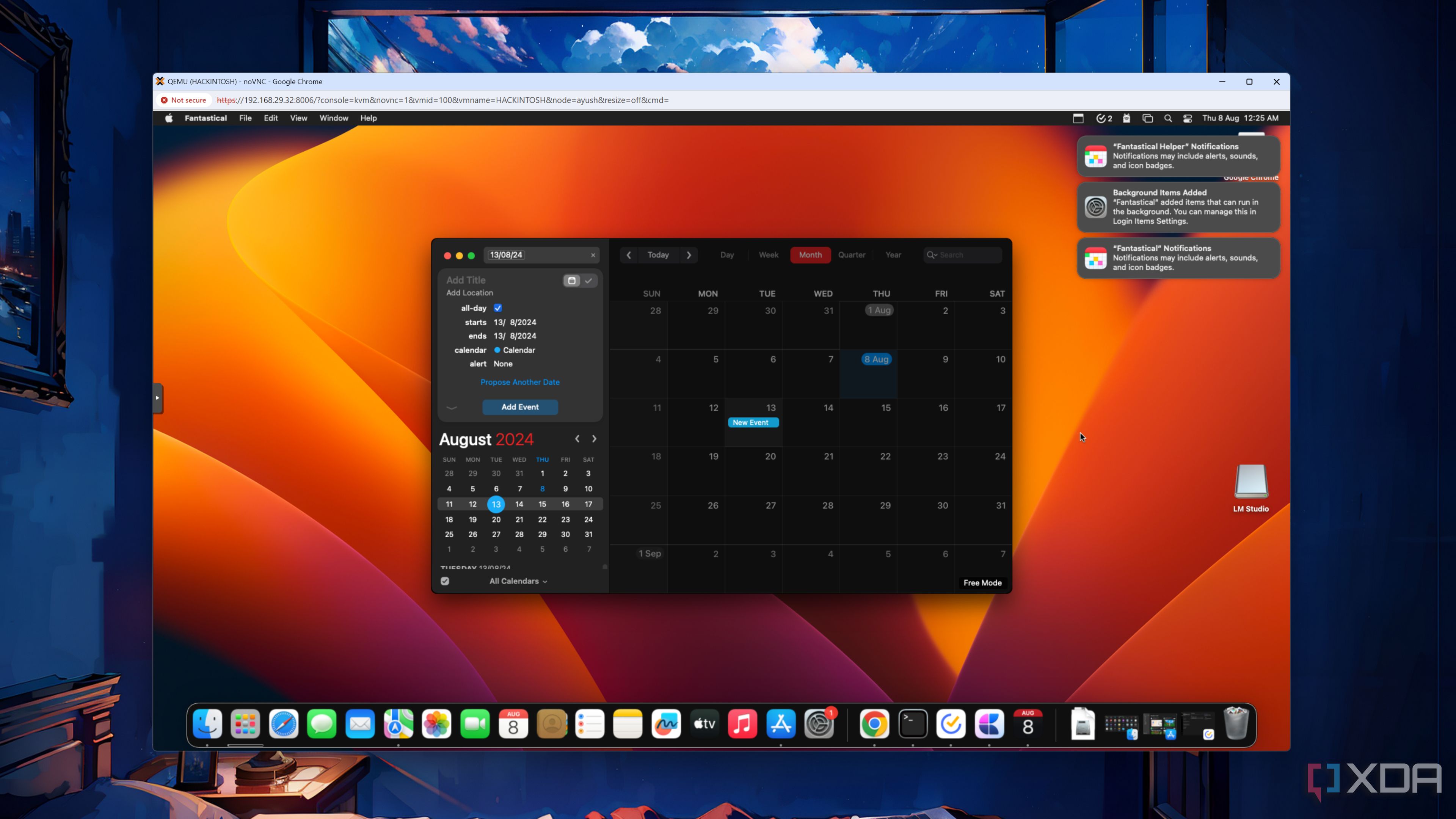 Fantastical running on a macOS Ventura VM