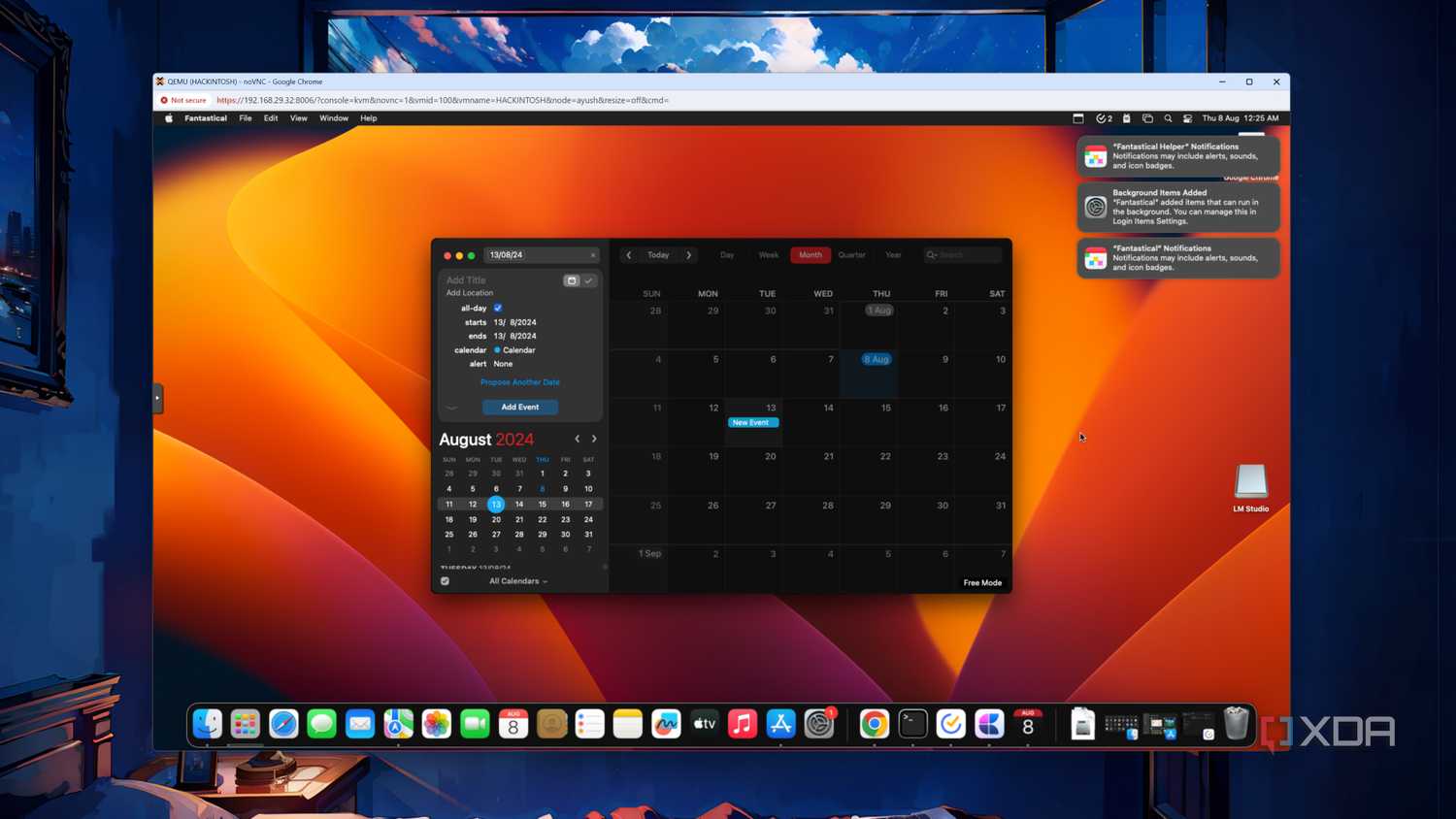 Fantastical running on a macOS Ventura VM