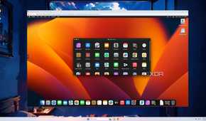 The Launchpad apps visible in a macOS Ventura VM running on Proxmox