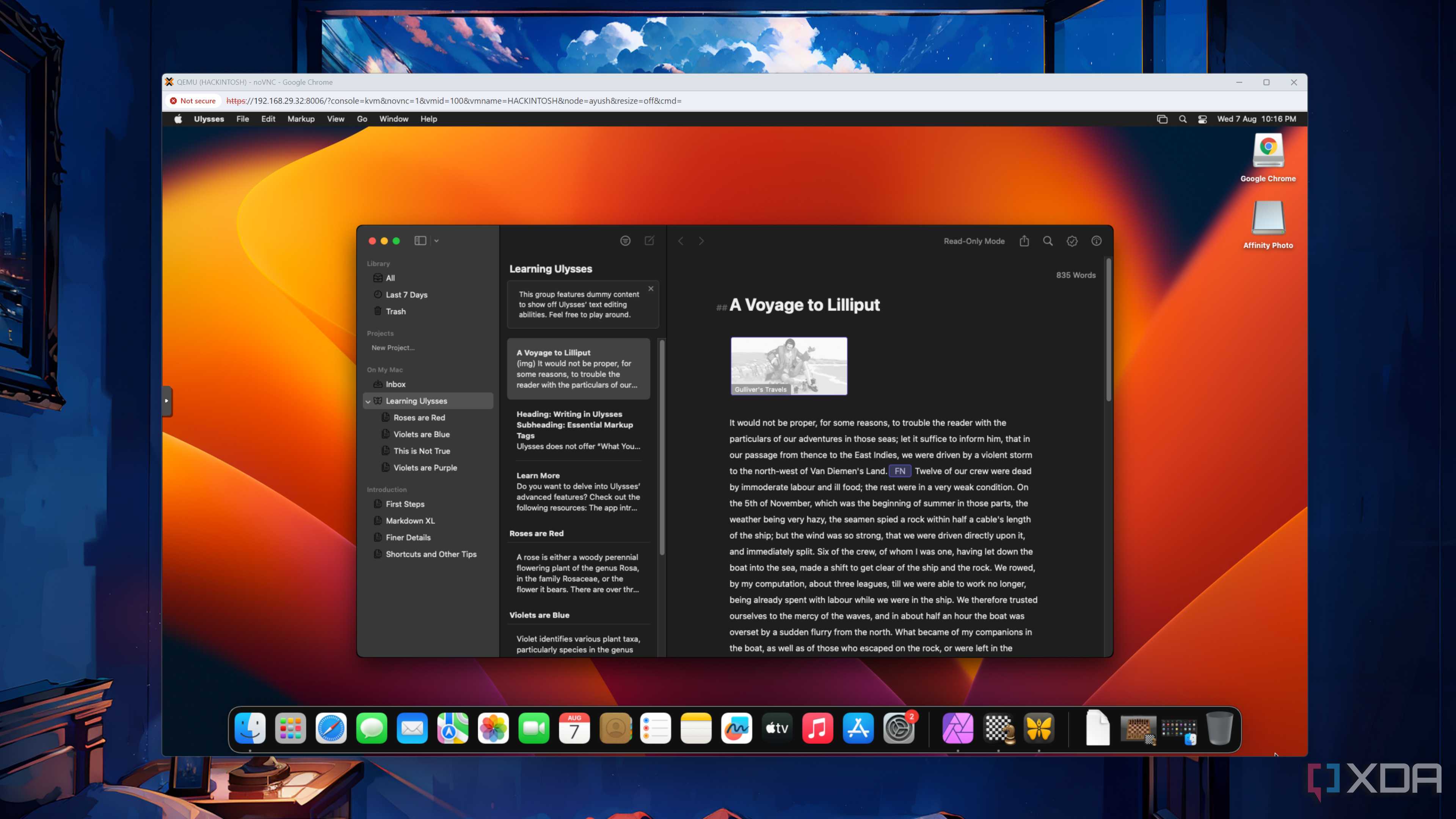 Ulysses running on a macOS Ventura VM