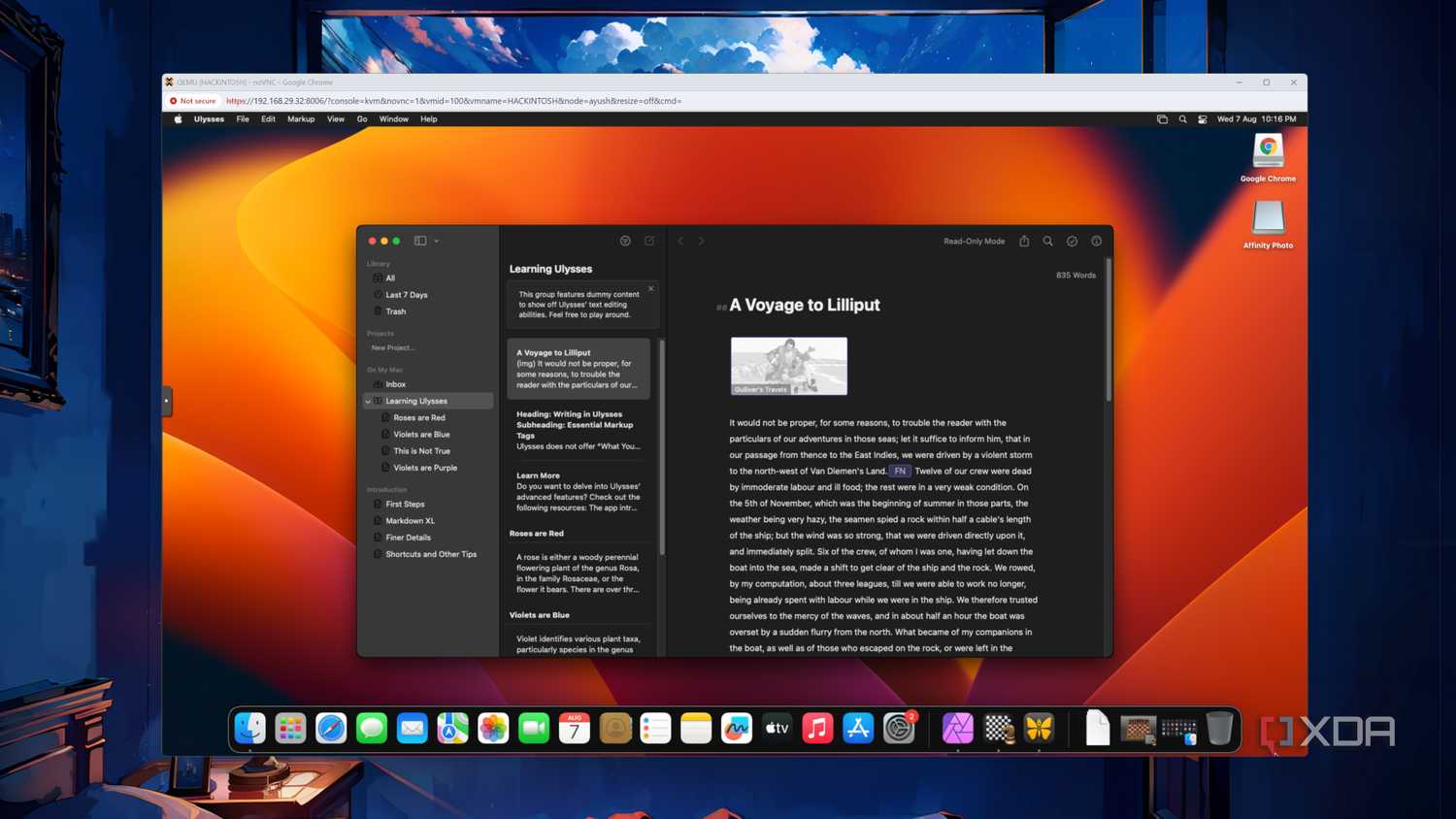 Ulysses running on a macOS Ventura VM
