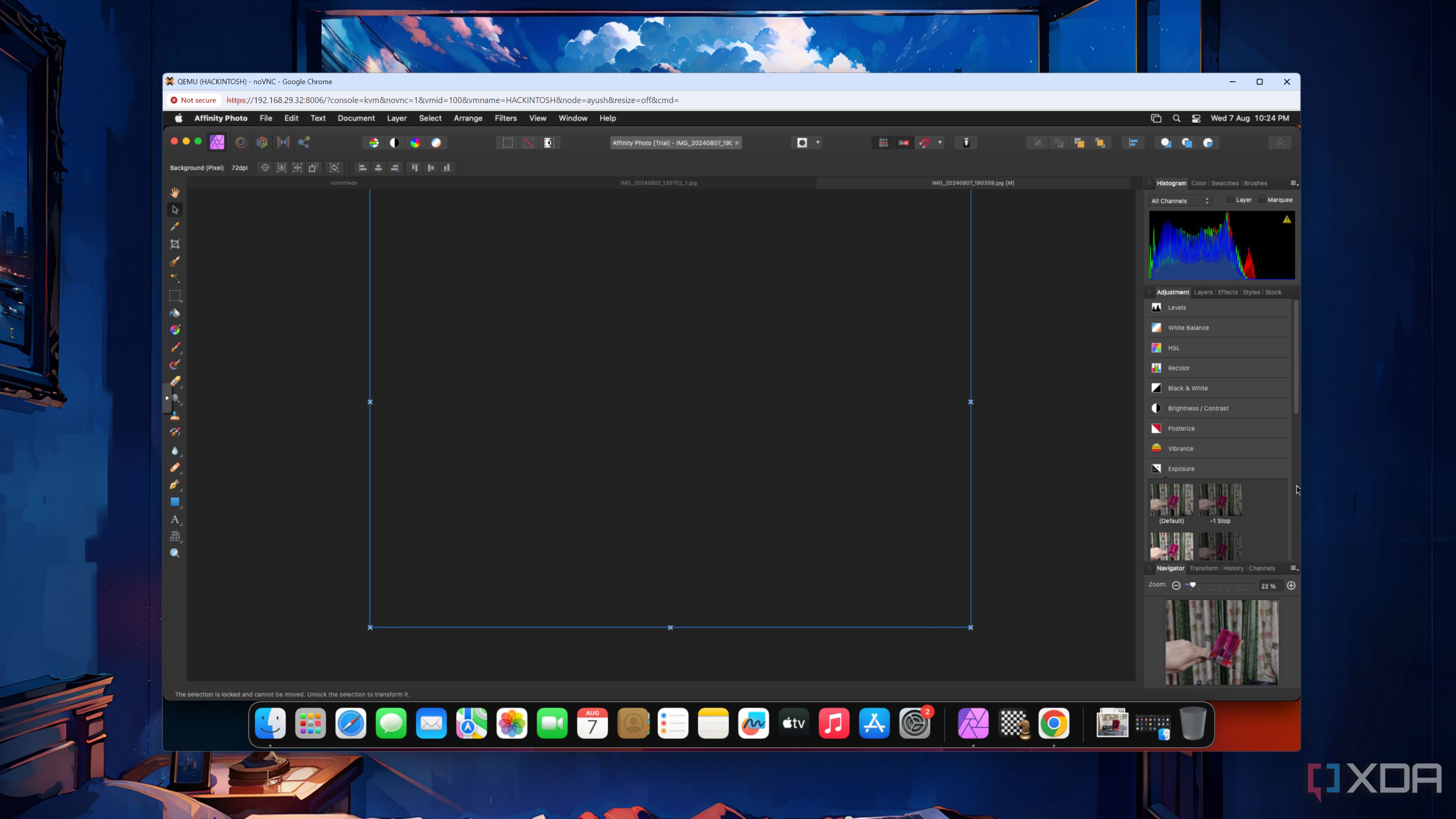 Affinity Photo running on a macOS Ventura VM in Proxmox