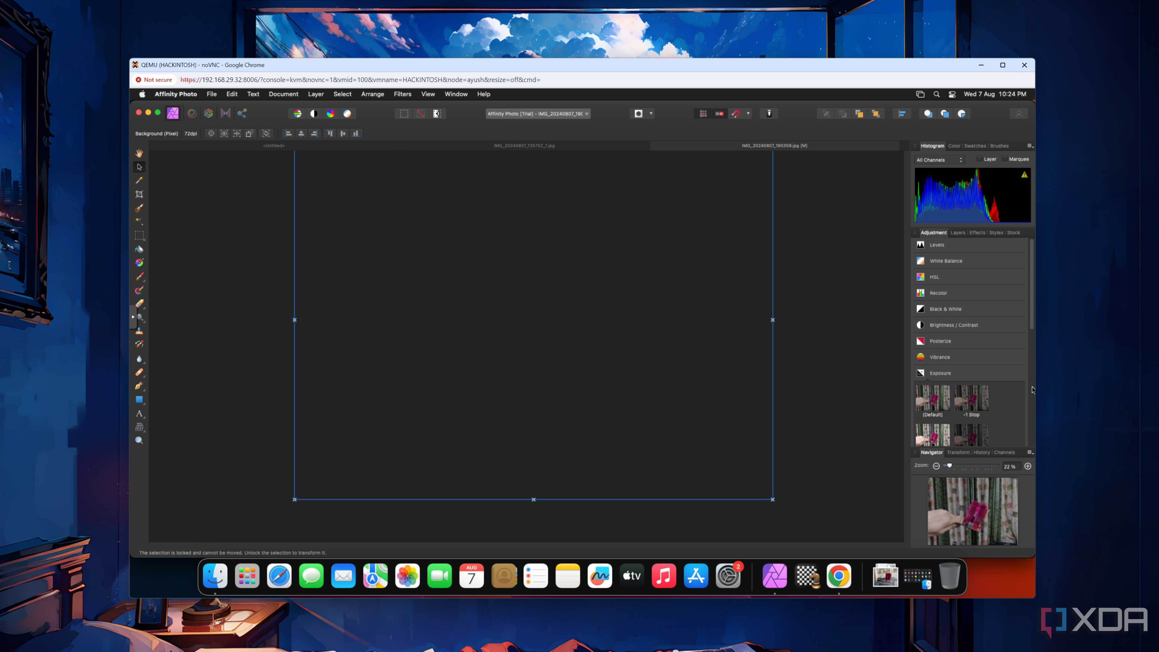 Affinity Photo running on a macOS Ventura VM in Proxmox