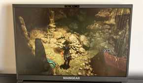 Lightly angled front view of the Maingear ML-16 playing Shadow of the Tomb Raider