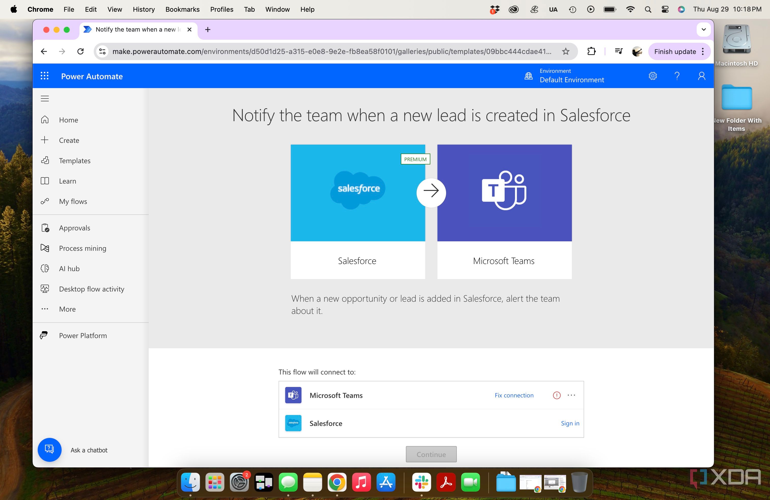 Microsoft Power Automate - notify team when lead is created in Salesforce