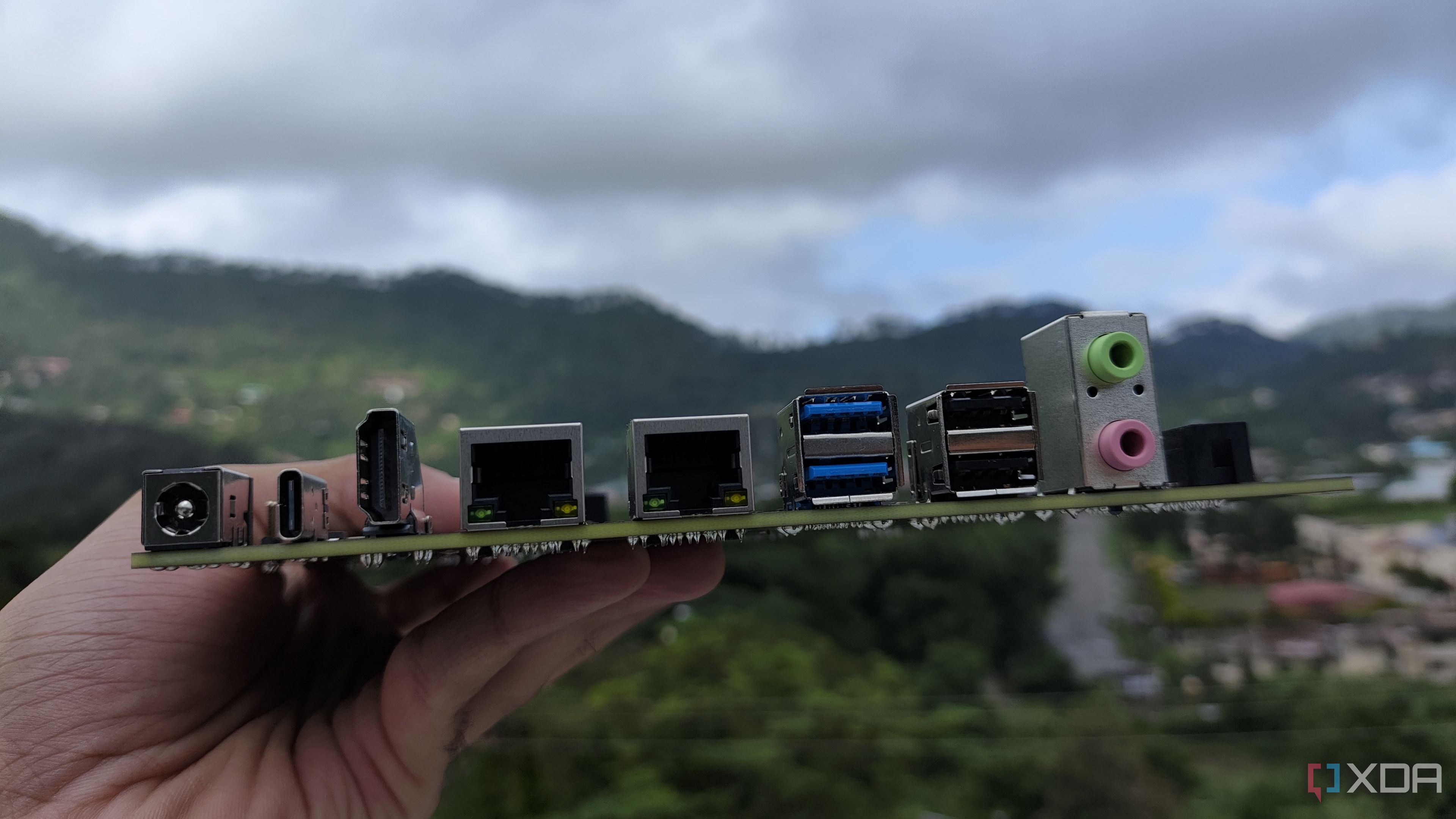 The port layout on the K1 version of the Milk-V Jupiter mini-ITX motherboard
