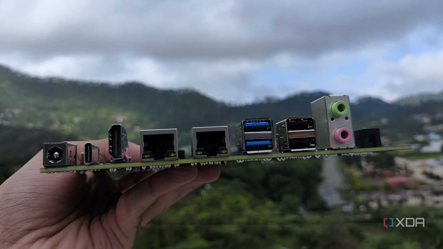 The port layout on the K1 version of the Milk-V Jupiter mini-ITX motherboard