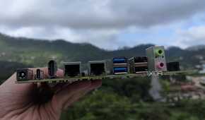 The port layout on the K1 version of the Milk-V Jupiter mini-ITX motherboard