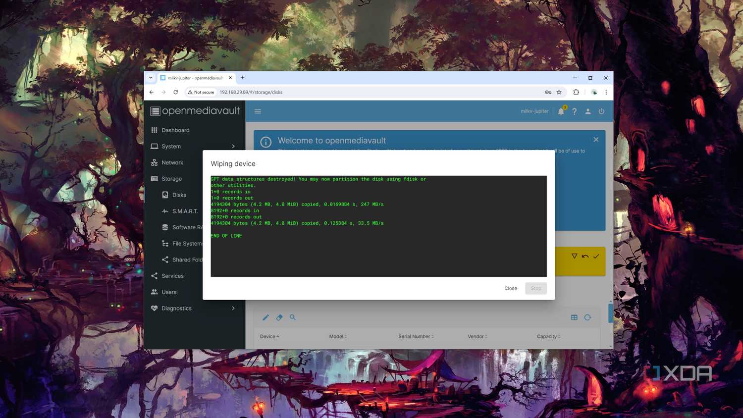 Wiping a drive in OpenMediaVault
