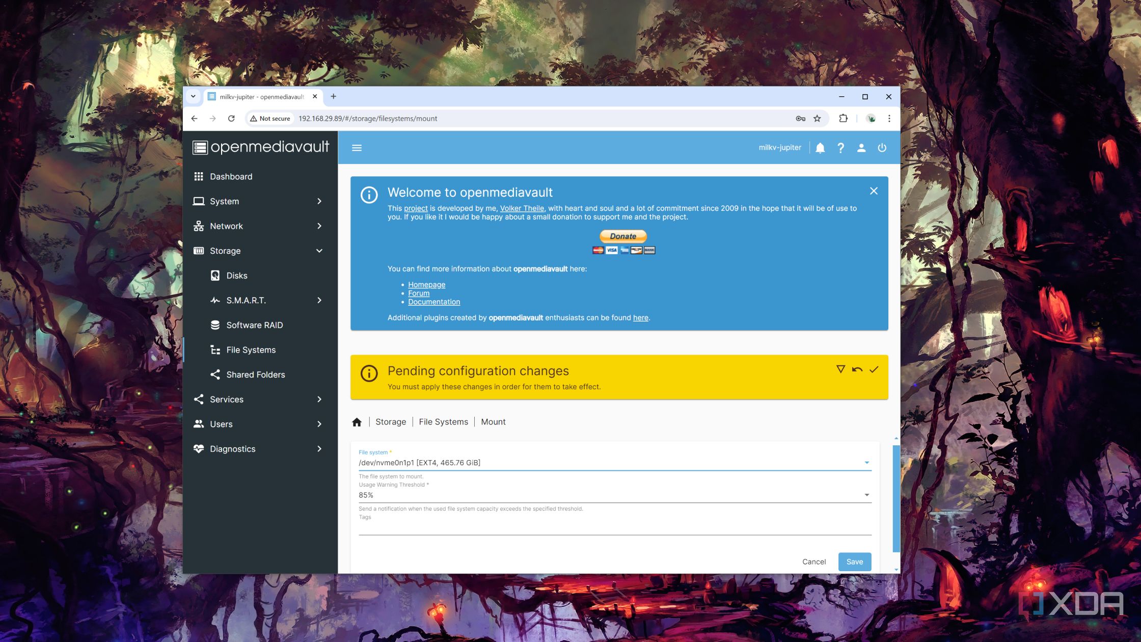 Mounting an Ext4 file system in OpenMediaVault