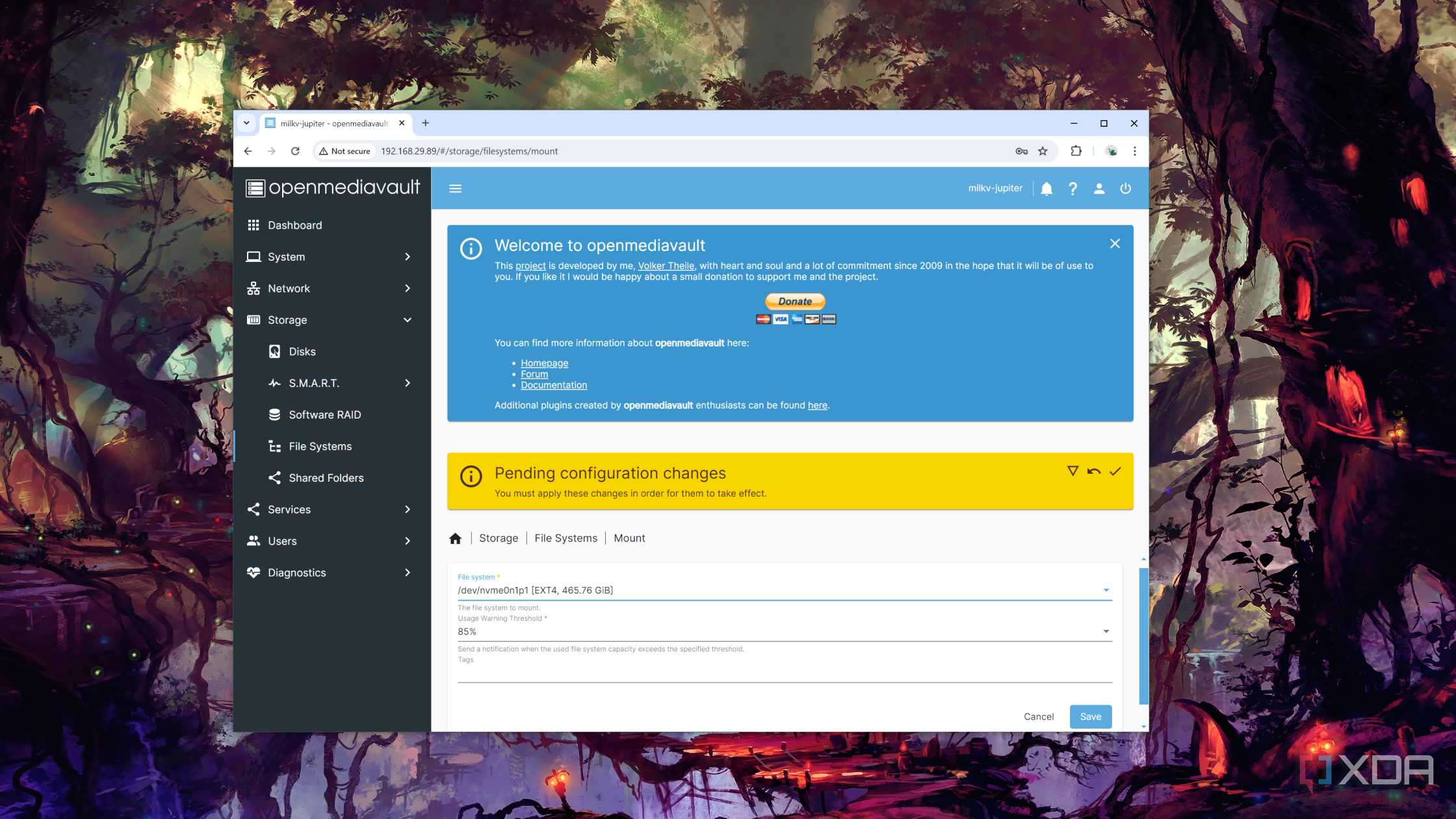 Mounting an Ext4 file system in OpenMediaVault