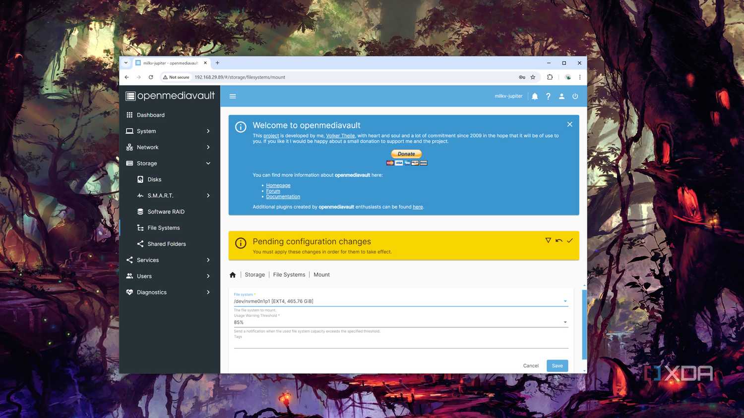 Mounting an Ext4 file system in OpenMediaVault