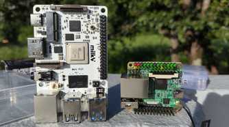 A Milk-V Mars SBC placed next to a Milk-V Duo S