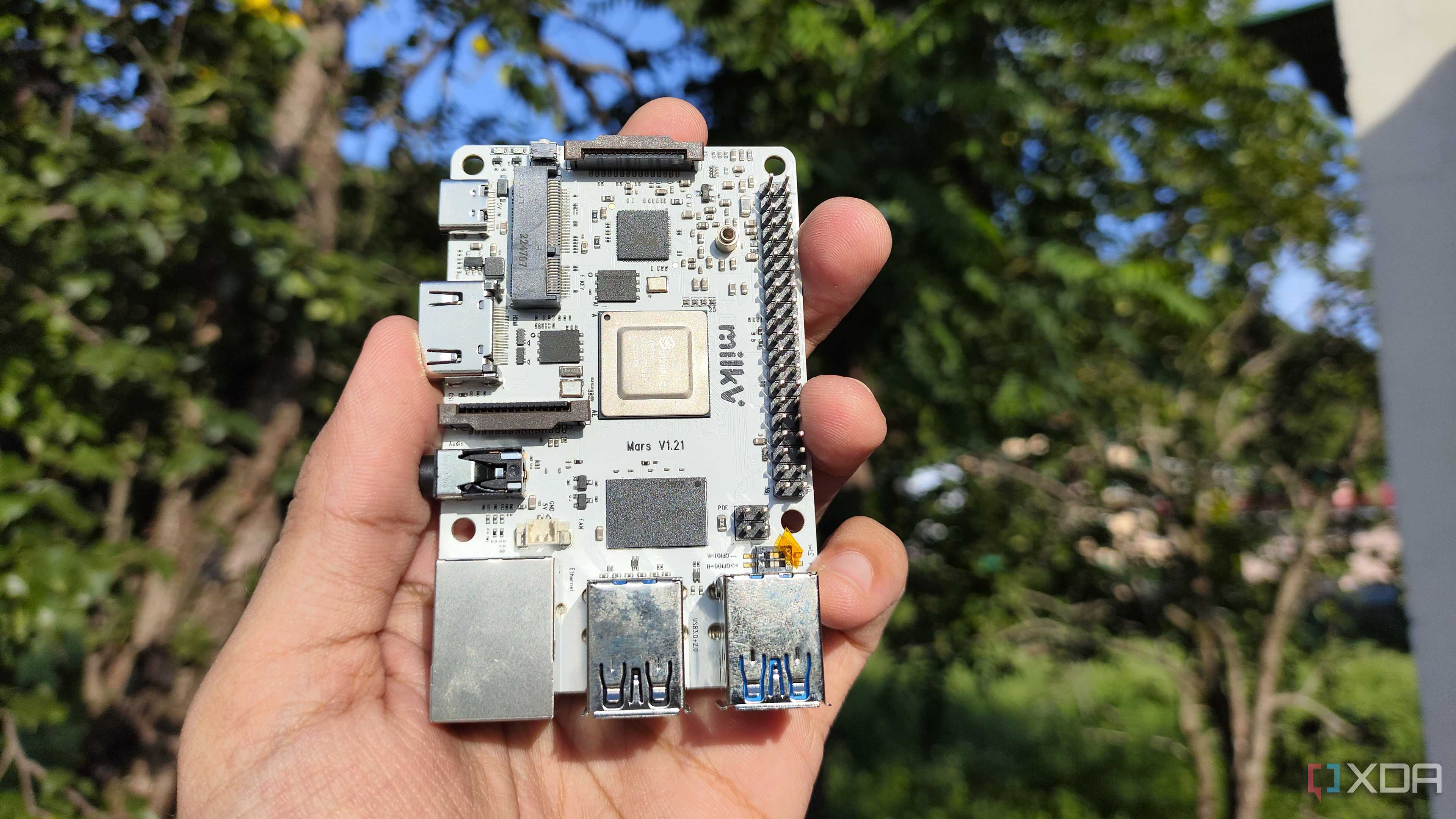 A person holding a Milk-V Mars SBC