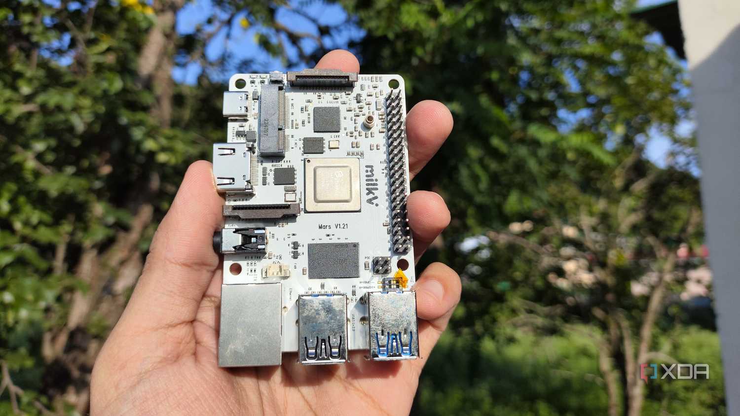 A person holding a Milk-V Mars SBC