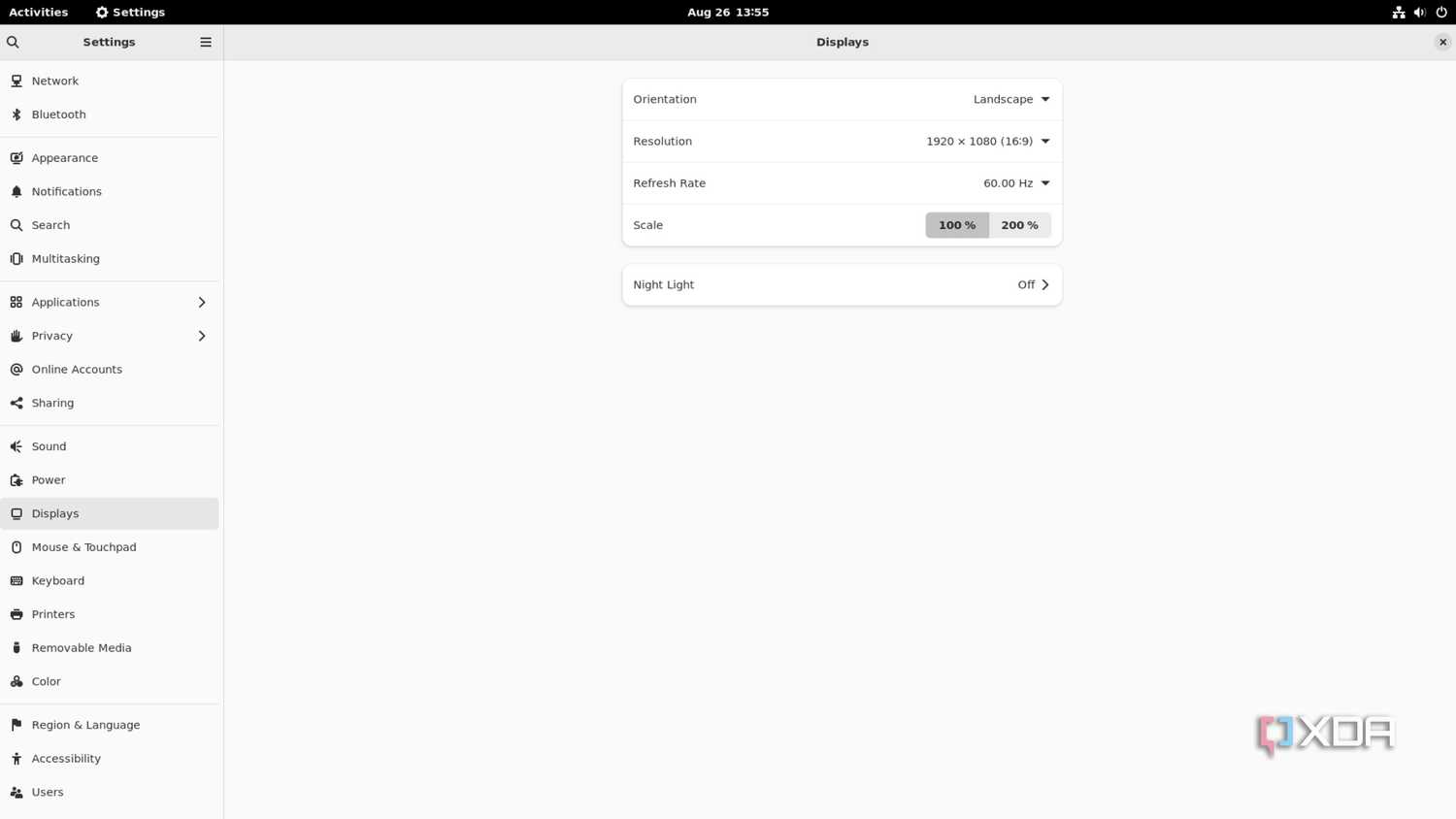 The Settings app on the official Debian 11 image for the Milk-V Mars