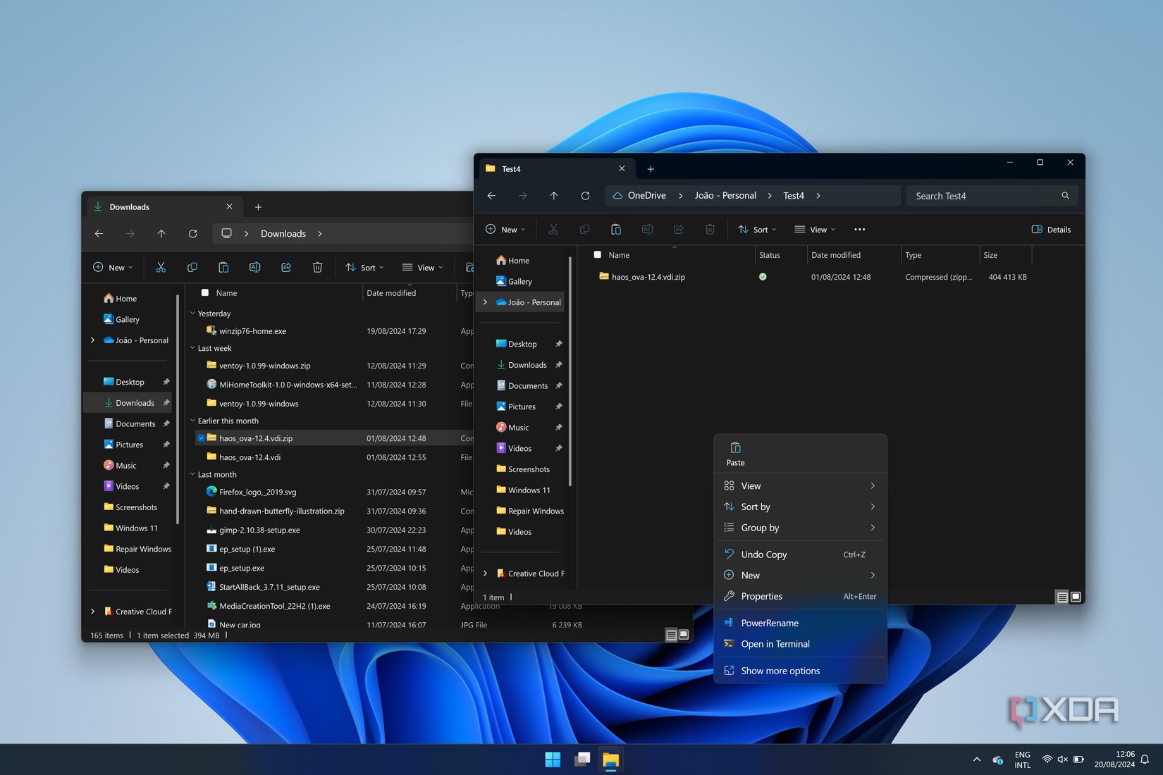 Screenshot of File Explorer in Windows 11 showing a context menu for copying a file