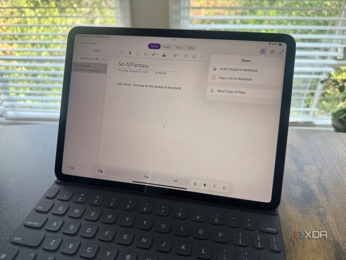 Photo of an ipad on a desktop with OneNote app open