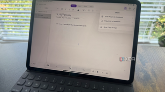 Photo of an ipad on a desktop with OneNote app open