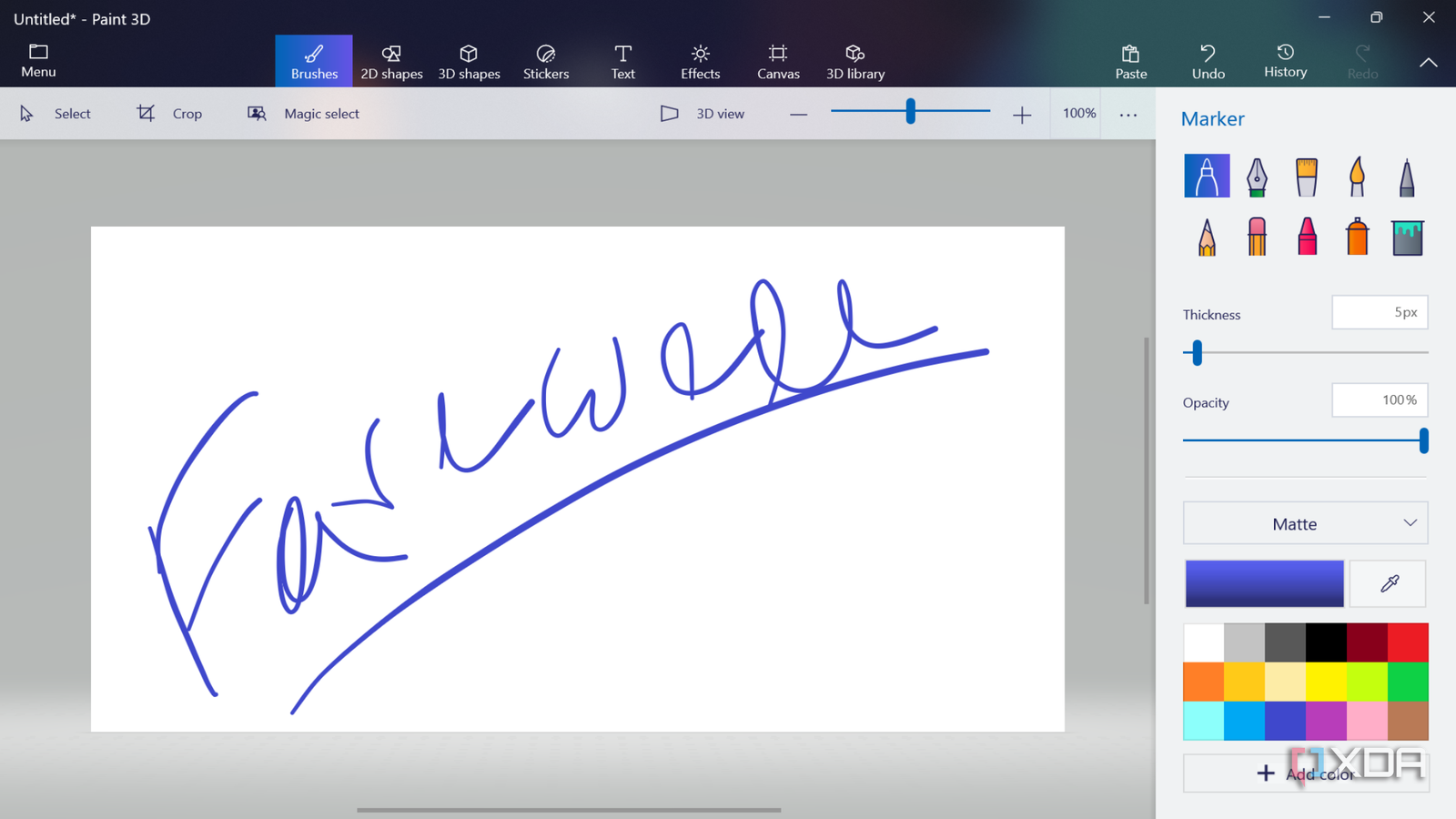 Screenshot showing Paint 3D app on Windows 