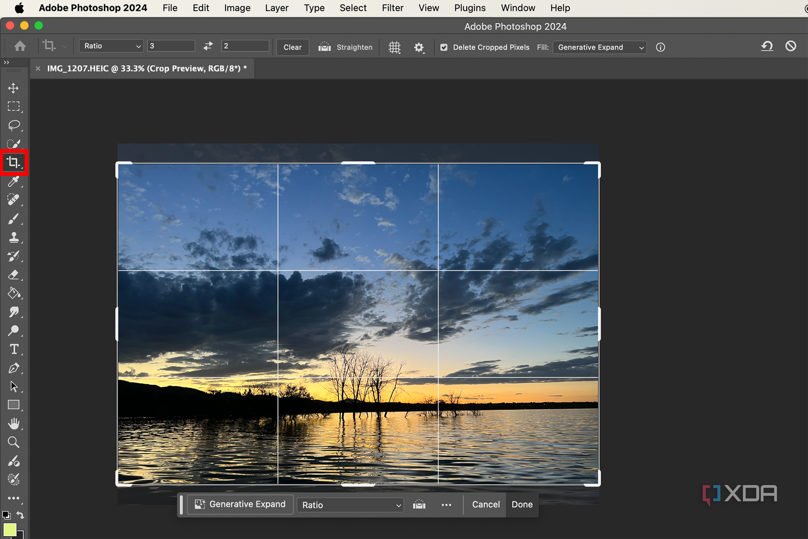 Photoshop Crop tool.