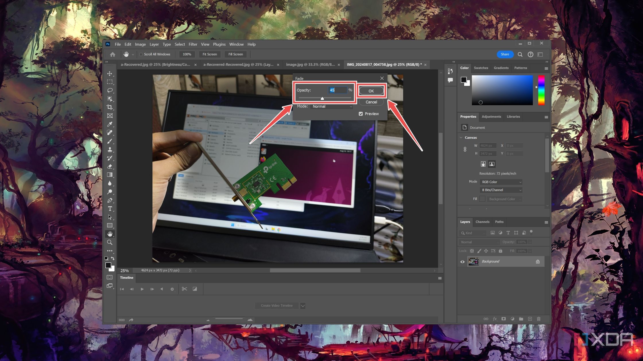Using the Fade Brush tool in Photoshop