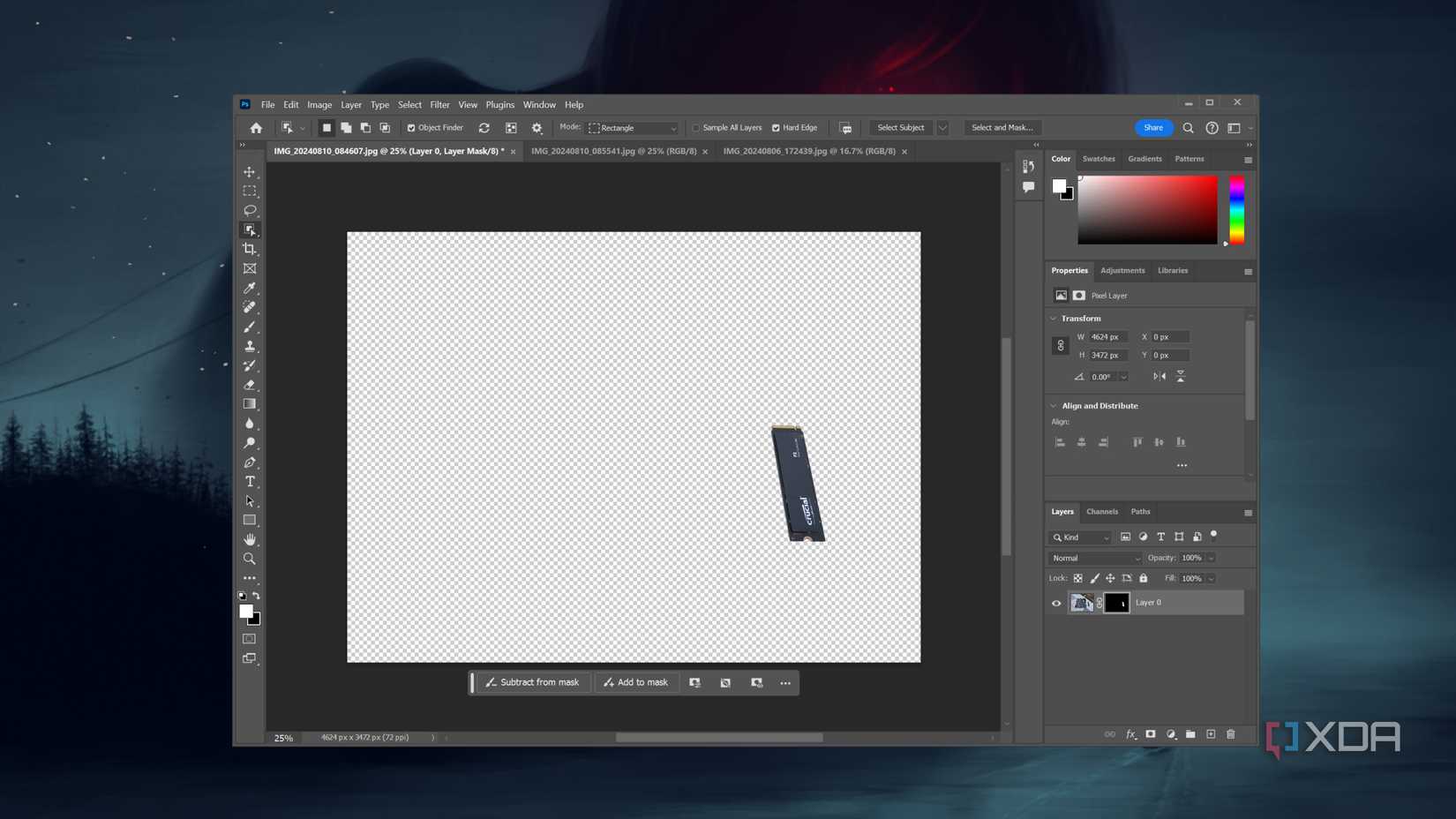 Removing the background using Generative Fill in Photoshop