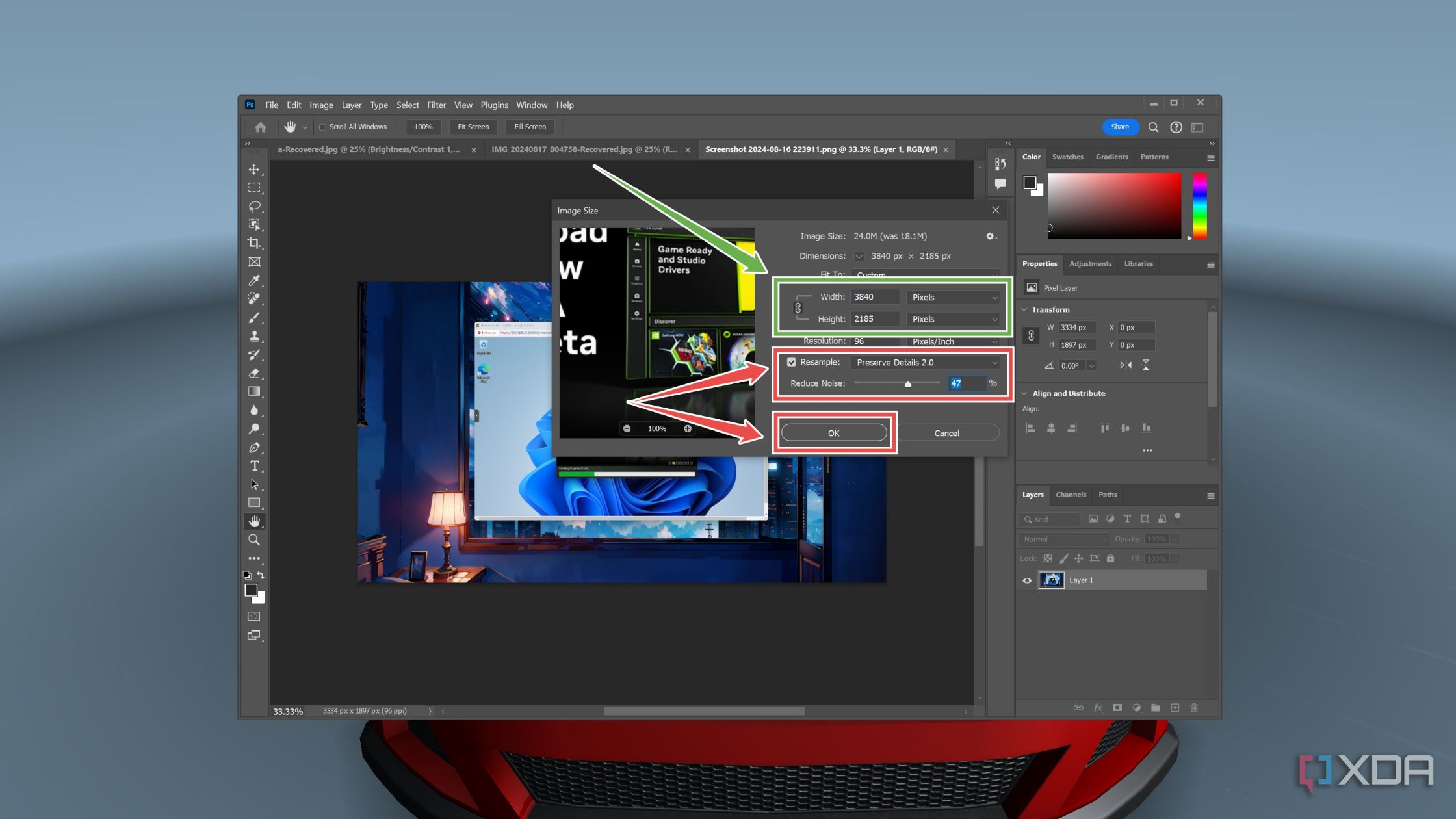 Upscaling an image in Photoshop