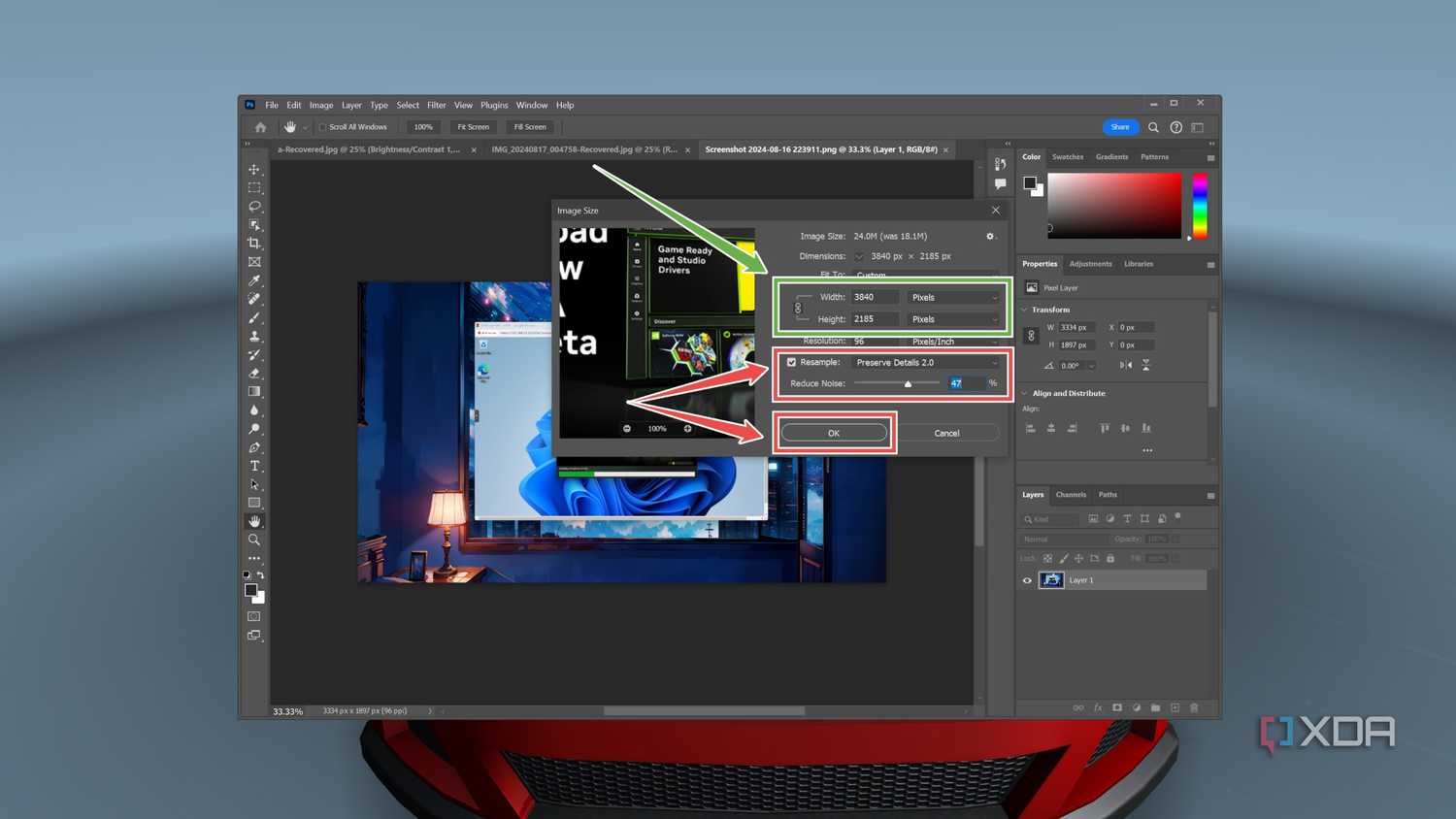 Upscaling an image in Photoshop
