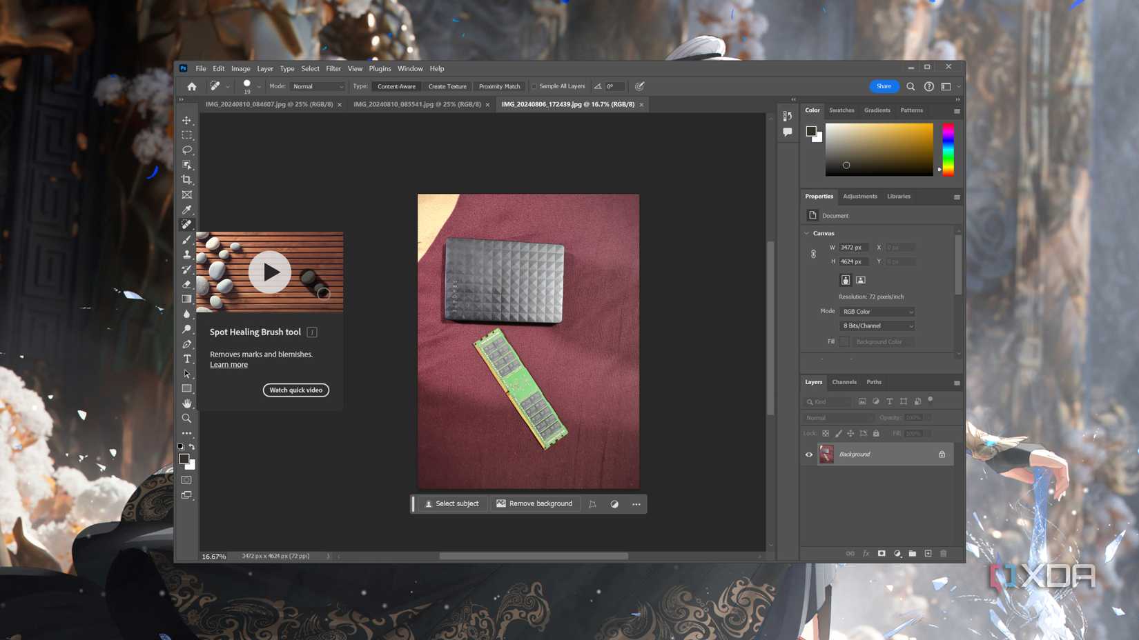 Using the Spot Healing Brush in Photoshop